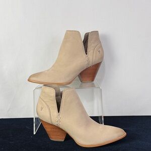 Frye Tan Wood Heel Booties
